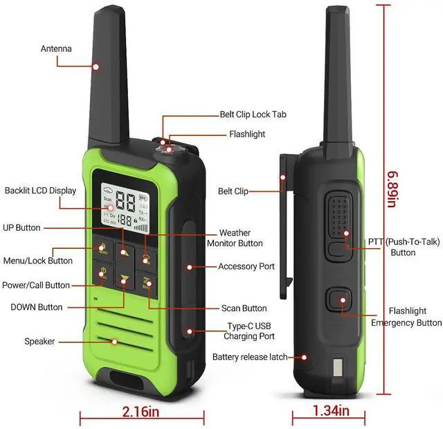 Alt view image 6 of 7 - Walkie Talkies Long Range Rechargeable Walkie Talkie for Adults, Baofeng F22 FRS Radio Walky Talky Family Walkie-Talkie with Flashlight 1400 mAh Battery USB Charger for Camping Trip (2 Pack)