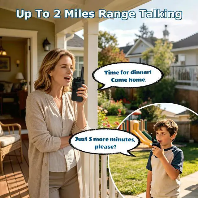 Alt view image 2 of 7 - Kids Walkie Talkies 2 Pack, 2 Miles Range Rechargeable Walkie Talkies for Kids, 16 Channels 2 Way Radio with Flashlight Toys Gifts for Adventures, Camping, Hiking (Black)
