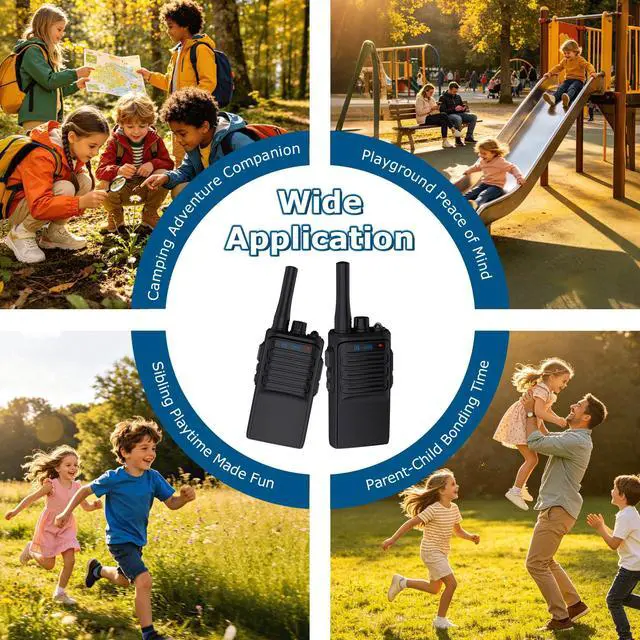 Alt view image 6 of 7 - Kids Walkie Talkies 2 Pack, 2 Miles Range Rechargeable Walkie Talkies for Kids, 16 Channels 2 Way Radio with Flashlight Toys Gifts for Adventures, Camping, Hiking (Black)