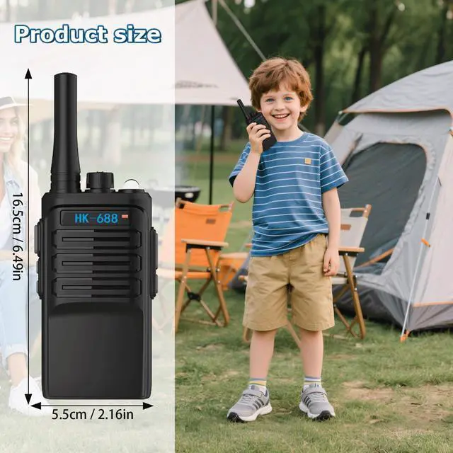 Alt view image 7 of 7 - Kids Walkie Talkies 2 Pack, 2 Miles Range Rechargeable Walkie Talkies for Kids, 16 Channels 2 Way Radio with Flashlight Toys Gifts for Adventures, Camping, Hiking (Black)