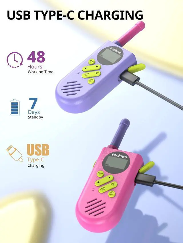 Alt view image 2 of 6 - Walkie Talkies for Kids, Rechargeable Long Range 2 Pack, Kids Toys for Boys Girls Ages 3-12, 2 Way Radio Toy, Outdoor Adventure Toys, Camping Hiking Gear, Birthday Gifts for Kids