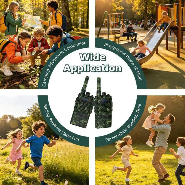 Alt view image 6 of 7 - Kids Walkie Talkies 2 Pack, 2 Miles Range Rechargeable Walkie Talkies for Kids, 16 Channels 2 Way Radio with Flashlight Toys Gifts for Adventures, Camping, Hiking(Camouflage)