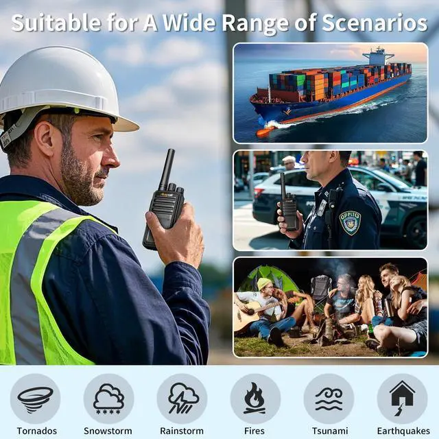 Alt view image 7 of 7 - MC-528 4 Pack Walkie Talkies for Adults, Two Way Radio with Earpiece, 2 Way Radio Long Range 1200mAh Battery Rechargeable Portable FRS Walkie Talkie with USB Charging Base