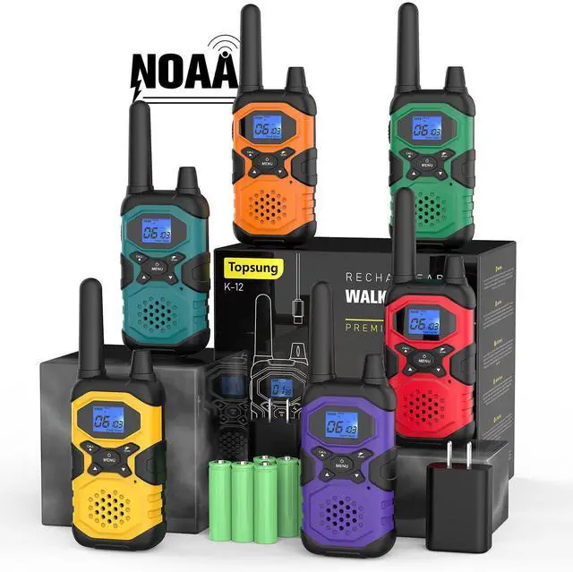 Main image of Walkie Talkies for Adults Long Range Rechargeable 6 Pack, Multi-purpose FRS 2 Way Radios with NOAA USB Chargers 4500mAh Battery for Family Seniors Care Garage Work Camping Hiking Skiing Cruise
