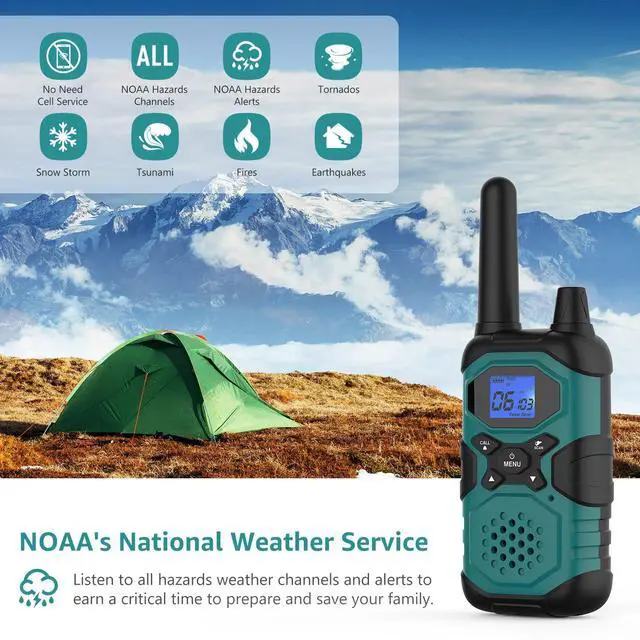Alt view image 4 of 6 - Walkie Talkies for Adults Long Range Rechargeable 6 Pack, Multi-purpose FRS 2 Way Radios with NOAA USB Chargers 4500mAh Battery for Family Seniors Care Garage Work Camping Hiking Skiing Cruise