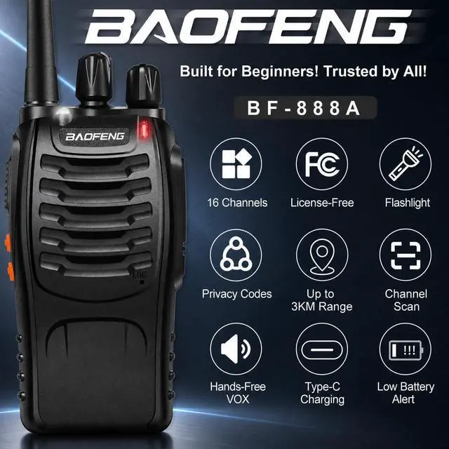 Alt view image 2 of 7 - Two Way Radios Long Range Walkie Talkies for Adults,16 Channel Handheld 2 Way Radio Rechargeable with Flashlight Li-ion Battery and Charger, 4 Pack
