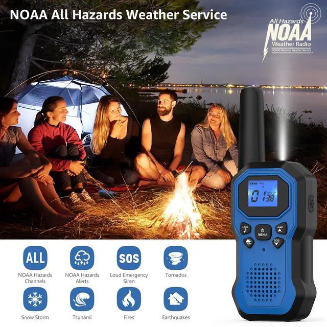 Alt view image 6 of 7 - 2 Way Radios for Adults Long Range Walkie Talkies for Kids Rechargeable 6 Pack, Camping Hiking Skiing Cruising Gear with Lamp, USB-C, SOS Siren, NOAA Alert, iVOX Hands-Free, One-Touch Pairing