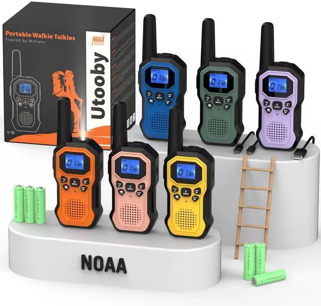 Main image of 2 Way Radios for Adults Long Range Walkie Talkies for Kids Rechargeable 6 Pack, Camping Hiking Skiing Cruising Gear with Lamp, USB-C, SOS Siren, NOAA Alert, iVOX Hands-Free, One-Touch Pairing
