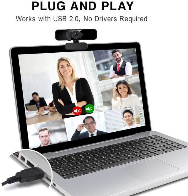Alt view image 4 of 6 - 2K Webcam for PC, 85° View USB Computer Camera, with Noise Canceling Microphone & Privacy Cover, HD Web Cameras for Desktop Laptop Monitor Mac Streaming, Gaming & Video Calling