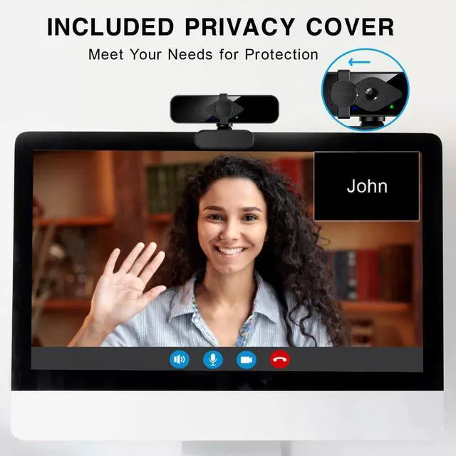 Alt view image 5 of 6 - 2K Webcam for PC, 85° View USB Computer Camera, with Noise Canceling Microphone & Privacy Cover, HD Web Cameras for Desktop Laptop Monitor Mac Streaming, Gaming & Video Calling