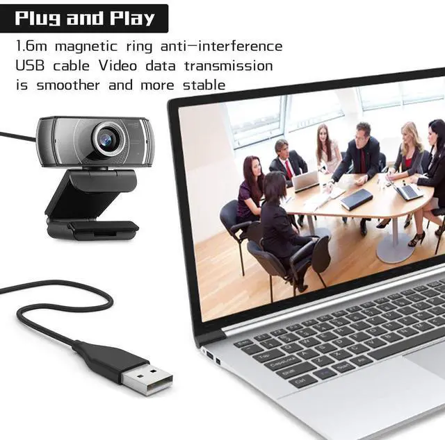 Alt view image 5 of 7 - Webcam with Microphone 1080P 60FPS, Privacy Cover Web Camera for Desktop, Autofocus, Dual Noise-Cancelling Mics Streaming Webcam for Gaming, Laptop/Mac/Zoom/YouTube/Video Calling/Office