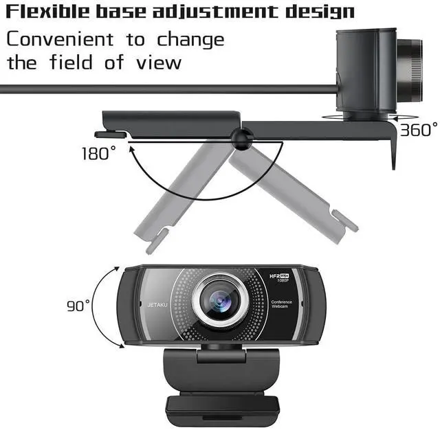 Alt view image 7 of 7 - Webcam with Microphone 1080P 60FPS, Privacy Cover Web Camera for Desktop, Autofocus, Dual Noise-Cancelling Mics Streaming Webcam for Gaming, Laptop/Mac/Zoom/YouTube/Video Calling/Office