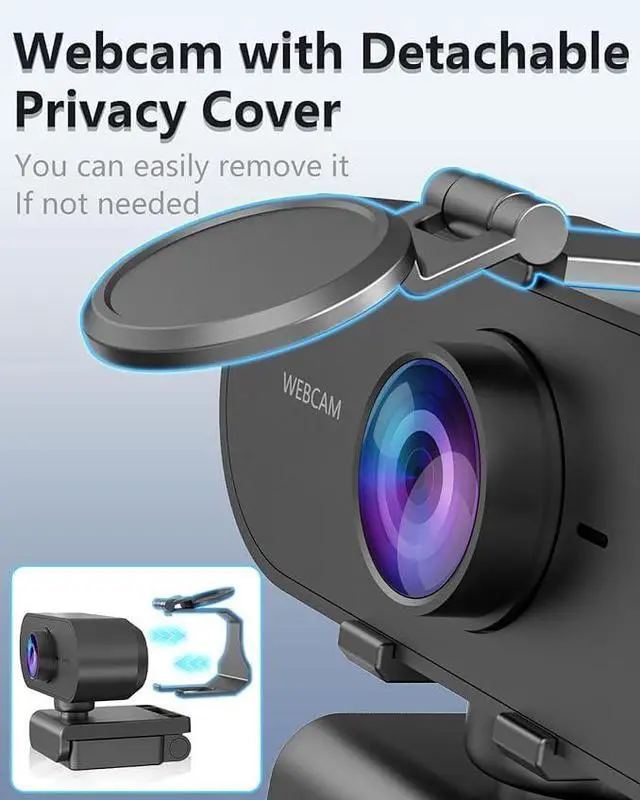Alt view image 4 of 7 - 2K Webcam for pc with Microphone,Privacy Cover Slider Streaming Web cam for Mac Laptop,USB External Computer Camera for Desktop,Best Full Hd face cam for Video Conference,Gaming,Zoom,Teams