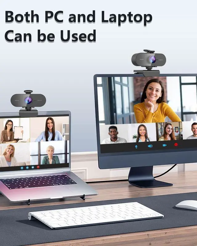 Alt view image 6 of 7 - 2K Webcam for pc with Microphone,Privacy Cover Slider Streaming Web cam for Mac Laptop,USB External Computer Camera for Desktop,Best Full Hd face cam for Video Conference,Gaming,Zoom,Teams