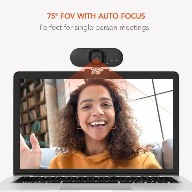 Alt view image 7 of 7 - V15AF 2K Webcam for PC, 1080P 60fps Autofocus HD Webcam with Dual Noise Cancelling Microphone, 75° FOV&Light Correction, USB Web Camera Plug&Play for Zoom/Teams,Grey