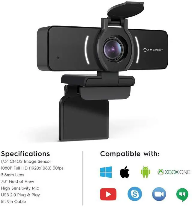 Alt view image 6 of 7 - 1080P Webcam with Microphone & Privacy Cover, Web Cam USB Camera, Computer HD Streaming Webcam for PC Desktop & Laptop w/Mic, Wide Angle Lens & Large Sensor for Superior Low Light (AWC205)