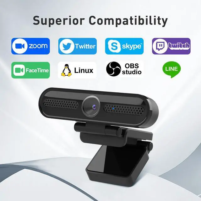 Alt view image 6 of 7 - 2K Webcam with Microphone, 78°FOV FHD PC Camera with 2K/30fps, Privacy Cover, Plug & Play USB Web Cam, Autofocus, 1080P/60fps External Webcam for PC, Computer Web Camera for Laptop, Mac, Zoom