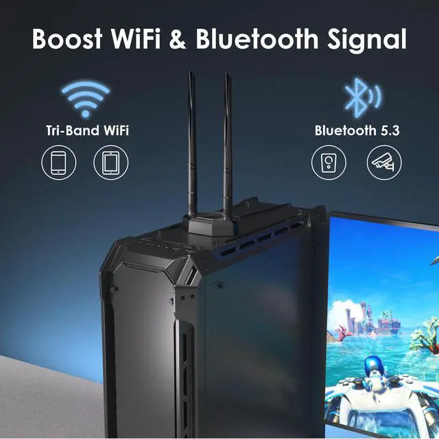 Alt view image 6 of 7 - Tri-Band WiFi Antenna 2.4GHz 5GHz 6GHz 5dBi SMA Male Antenna with Magnetic Base 6.6ft Extension Cable for SMA-Compatible PCIe WiFi 6/6E/7 Network Card Router Desktop PC Bluetooth 5.3