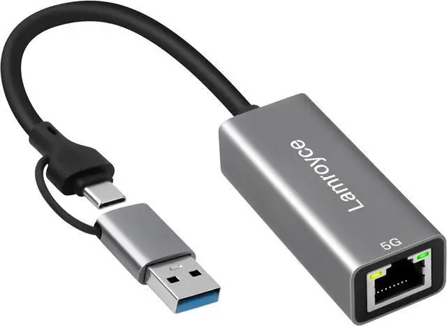Main image of USB 3.0 to Ethernet Adapter 5G, USB C 3.1 to RJ45 5Gigabit LAN (5000Mbps) Network Internet Adapter Converter, Support 2.5G/1000/100/10Mbps, Plug and Play,for Laptop, MacBook, Windows, MacOS,Linux