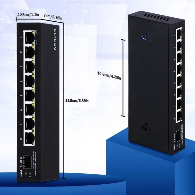Alt view image 4 of 6 - 8 Port 2.5G Unmanaged Ethernet Switch 8x2.5GBase-T Ports 1x10G SFP+ Fiber Switch 60Gbps Bandwidth Desktop/Wall Mount Plug and Play Compatible with 100/1000/2500Mbps(9port| 8×2.5G + 1×10G SFP+)