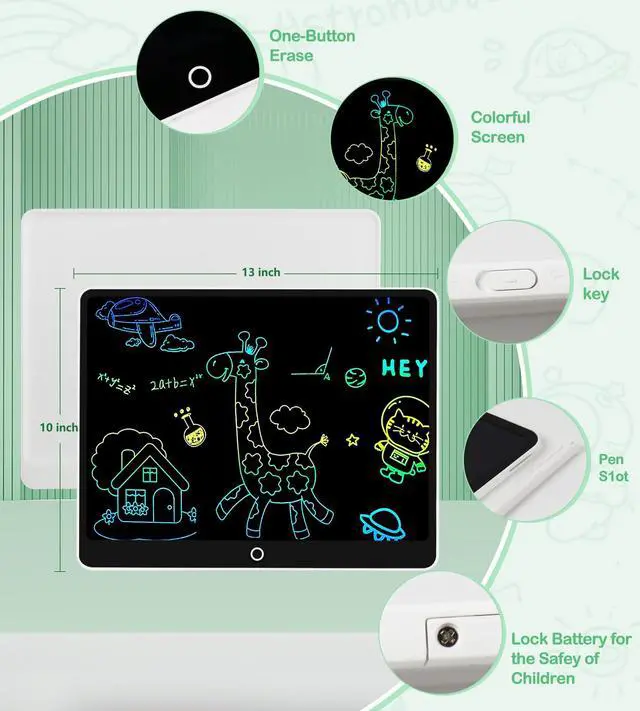 Alt view image 4 of 7 - LCD Writing Tablet Doodle Board, 16inch Colorful Drawing Tablet Writing Pad, Kids Travel Essentials, Toddler Toys for 3 4 5 6 7 8 Year Old Girls Boys- Christmas and Birthday Gifts