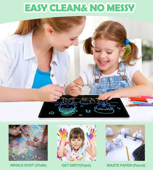 Alt view image 3 of 7 - LCD Writing Tablet Doodle Board, 16inch Colorful Drawing Tablet Writing Pad, Kids Travel Essentials, Toddler Toys for 3 4 5 6 7 8 Year Old Girls Boys- Christmas and Birthday Gifts