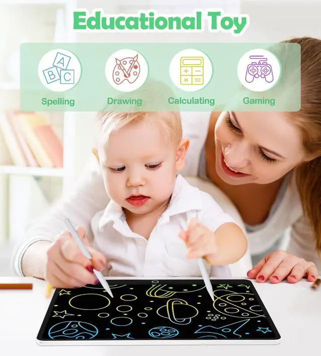 Alt view image 2 of 7 - LCD Writing Tablet Doodle Board, 16inch Colorful Drawing Tablet Writing Pad, Kids Travel Essentials, Toddler Toys for 3 4 5 6 7 8 Year Old Girls Boys- Christmas and Birthday Gifts