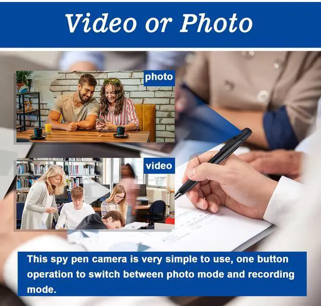 Alt view image 5 of 6 - Hidden Spy Camera Pen, Nanny Camera, Portable Security Cam with Loop Recording, No WiFi up to 32GB SD Card(Not Included)