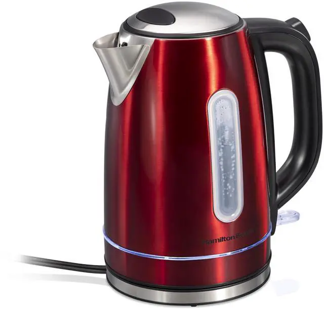 Main image of Electric Tea Kettle, Water Boiler & Heater, 1.7 Liter, Cordless Serving, 1500 Watts for Fast Boiling, Auto-Shutoff and Boil-Dry Protection, Red with LED Light Ring (41060)