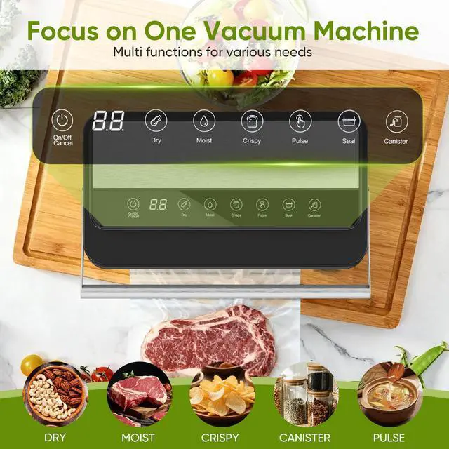 Alt view image 2 of 7 - 85Kpa Food Vacuum Sealer with Digital Timer, Built-in Cutter, and Storage Box