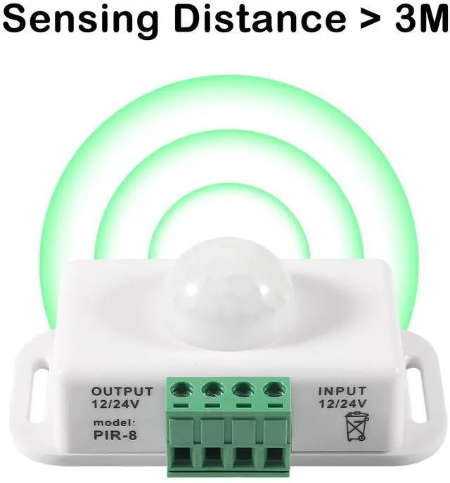 Alt view image 3 of 7 - 2 Pack DC 12V 24V PIR Sensor LED Motion Sensor Switch, Infrared Sensor Controller for Timer Function Automatic Sign Control PIR Controller LED Light Strips - White