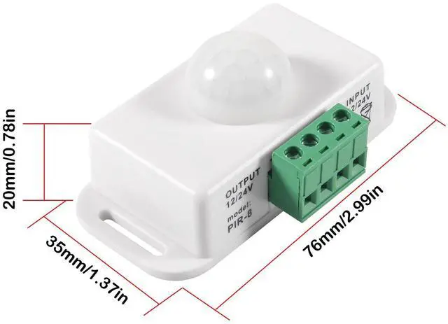 Alt view image 4 of 7 - 2 Pack DC 12V 24V PIR Sensor LED Motion Sensor Switch, Infrared Sensor Controller for Timer Function Automatic Sign Control PIR Controller LED Light Strips - White