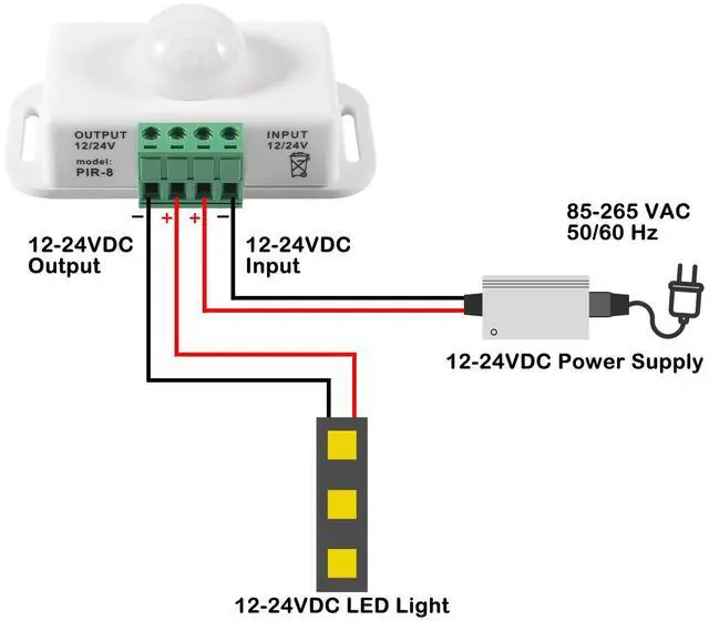 Alt view image 2 of 7 - 2 Pack DC 12V 24V PIR Sensor LED Motion Sensor Switch, Infrared Sensor Controller for Timer Function Automatic Sign Control PIR Controller LED Light Strips - White
