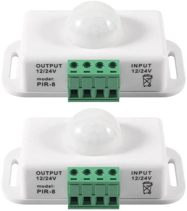 Main image of 2 Pack DC 12V 24V PIR Sensor LED Motion Sensor Switch, Infrared Sensor Controller for Timer Function Automatic Sign Control PIR Controller LED Light Strips - White