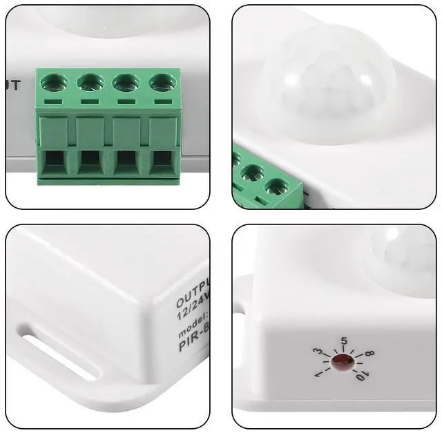 Alt view image 6 of 7 - 2 Pack DC 12V 24V PIR Sensor LED Motion Sensor Switch, Infrared Sensor Controller for Timer Function Automatic Sign Control PIR Controller LED Light Strips - White