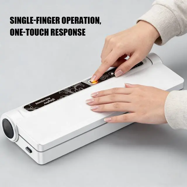 Alt view image 6 of 6 - Ultra-Slim Vacuum Sealer Machine, 75KPA Strong Suction with LED Timer, 210mm Wide Seal for Dry & Wet Food, Includes 40 Bags, Compact for Kitchen & RV, White