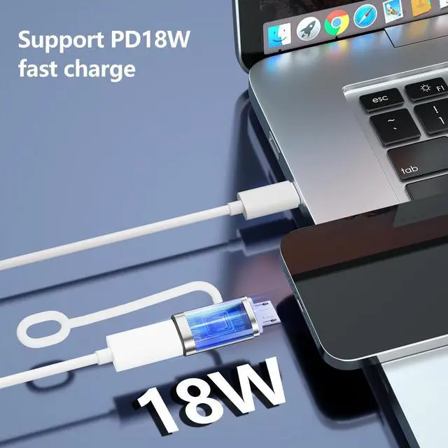 Alt view image 4 of 5 - USB-C to Micro USB Adapter, 4-Piece Set, Supports 18W Fast Charging and Data Transfer, Suitable for USB-C Socket to Micro Plug Adapters, Not Suitable for Headphones, Silver.
