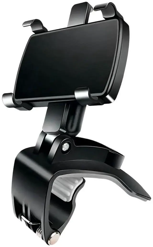 Main image of Car Phone Mount, 360° Rotatable ABS Auto Rearview Mirror Cellphone Bracket Clip with Non-Slip Base, Multifunctional Vehicle Interior Dash Phone Holder for 3 to 7 Inch Smartphones