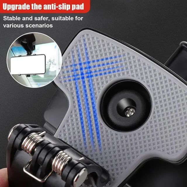 Alt view image 5 of 6 - Car Phone Mount, 360° Rotatable ABS Auto Rearview Mirror Cellphone Bracket Clip with Non-Slip Base, Multifunctional Vehicle Interior Dash Phone Holder for 3 to 7 Inch Smartphones