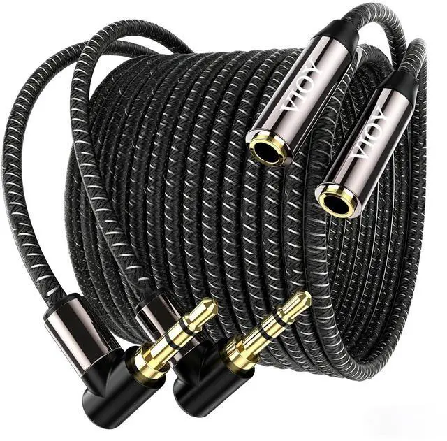 Main image of Headphone Extension Cable (6.6FT+6.6FT) 3.5 mm Audio Extension Cable-Aux Cord Extender 90-Degree Right Angle Male to Female Stereo Audio Cable Nylon Braided for Smartphones, Tablets, Media Player