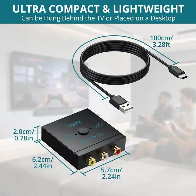 Alt view image 7 of 7 - RCA to HDMI Converter, 1080P AV to HDMI Converter Plug & Play Mini Composite CVBS Audio Video Adapter Supports PAL/NTSC for Wii, PS2, Xbox, N64, VHS, VCR, PC, Retro Gaming on Smart TV