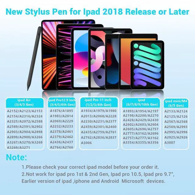 Alt view image 2 of 6 - Stylus Pen for Apple Ipad Pencil - Stylus for iPad 7th 8th 9th 10th A16 Generation Palm Rejection for Apple Pen 2018-2025 Ipad Air 3rd 4th 5th M2 M3 Gen Mini A17 6th 5th iPad Pro M4 11&12.9 inch Black