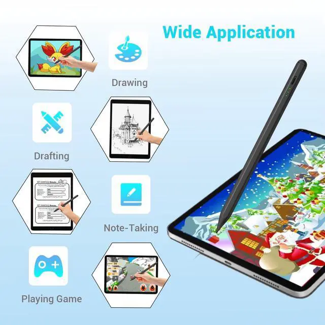 Alt view image 4 of 6 - Stylus Pen for Apple Ipad Pencil - Stylus for iPad 7th 8th 9th 10th A16 Generation Palm Rejection for Apple Pen 2018-2025 Ipad Air 3rd 4th 5th M2 M3 Gen Mini A17 6th 5th iPad Pro M4 11&12.9 inch Black