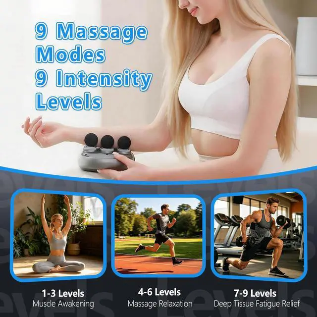 Alt view image 2 of 4 - 6 Head Massage Gun Back Massager Pain Relief, Deep Tissue Percussion Massager with 9 Levels & 9 Modes, Electric Massager Tool for Legs, Arms, Waist, Back, Buttocks - Full Body Muscle Pain Relief