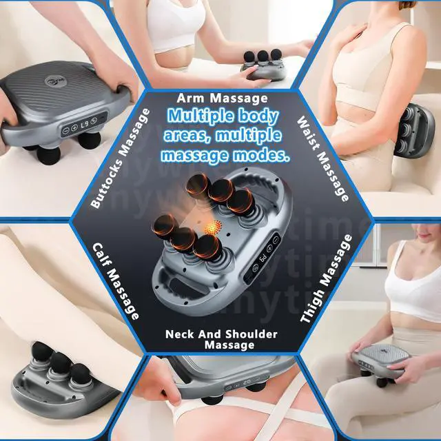 Alt view image 3 of 4 - 6 Head Massage Gun Back Massager Pain Relief, Deep Tissue Percussion Massager with 9 Levels & 9 Modes, Electric Massager Tool for Legs, Arms, Waist, Back, Buttocks - Full Body Muscle Pain Relief