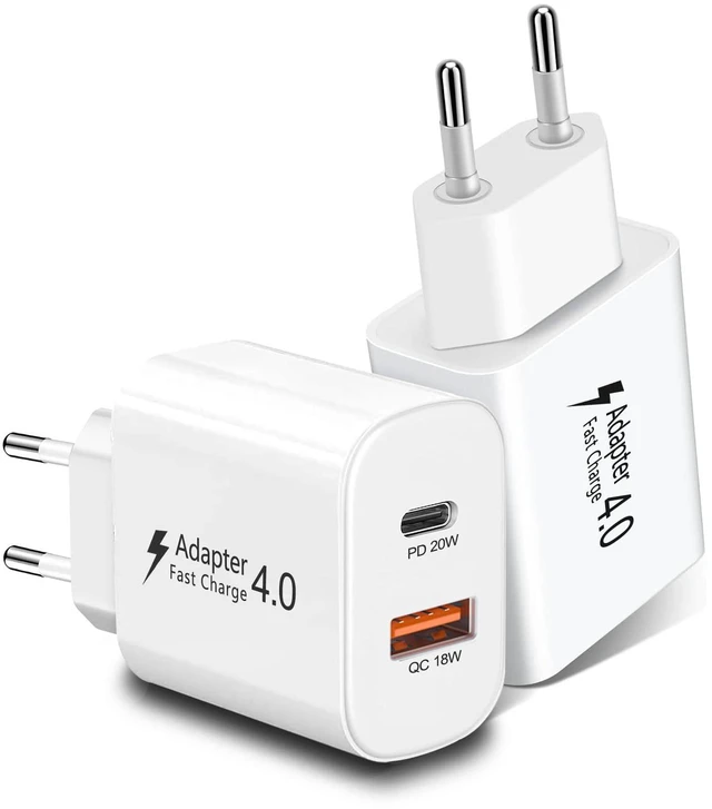 Main image of 2 Pack European Charger, PD20W QC18W European Travel Plug Adapter USB C | European Plug Adapter USB C Europe Charger Fast Charging for iPhone 18 17 16 15 14 13 12 11 Pro Max, iPad, Galaxy, LG, Pixel