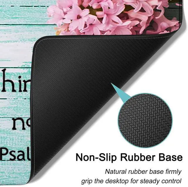 Alt view image 4 of 7 - Large Mouse Pad, Extended Office Desk Pad, 31.5x11.8in, Ergonomic Memory Foam Mouse Wrist Rest Support for Home Office Computer Writing Pad Cute Psalm 465 Pink Hyacinth Pattern XXL Gaming Mouse Mat