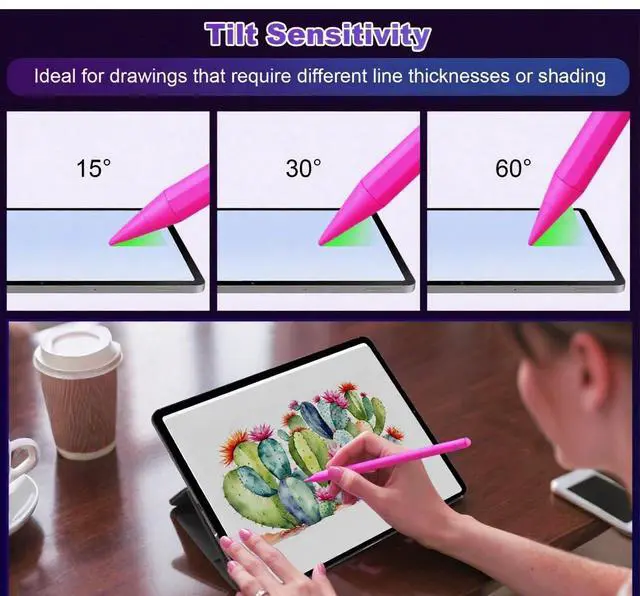 Alt view image 4 of 7 - Pen for iPad A16 11th/10th Palm Rejection & Fast Charging Pen 2025-2018 Stylus Pencil for iPad 11th/A16/10/9/8/7/6th,Pro 12.9/11/13 inch M4,Air M2/M3/5/4/3,Mini A17/5th/6th