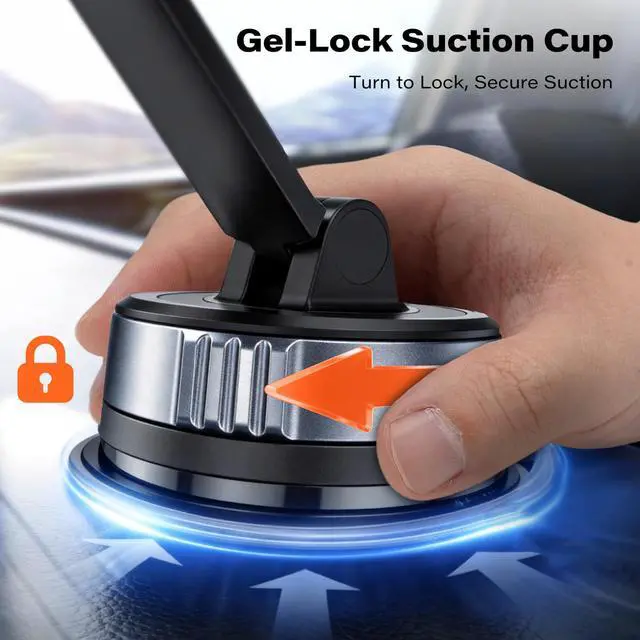 Alt view image 4 of 7 - Car Phone Holder, Gel-Lock Strong Suction Phone Holders for Your Car Dashboard/Windshield, Dual-Axis Damping Arm, Ultra Stable Easy Clamp Car Phone Mount Stand for iPhone, Samsung, Google