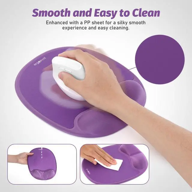 Alt view image 5 of 7 - Ergonomic Mouse Pad with Wrist Rest & Elbow Support, Memory Foam Cushion, Non-Slip Base, Pain Relief for Office, Home & Gaming, Compatible with Vertical Ergonomic Mouse (Lavender Purple)